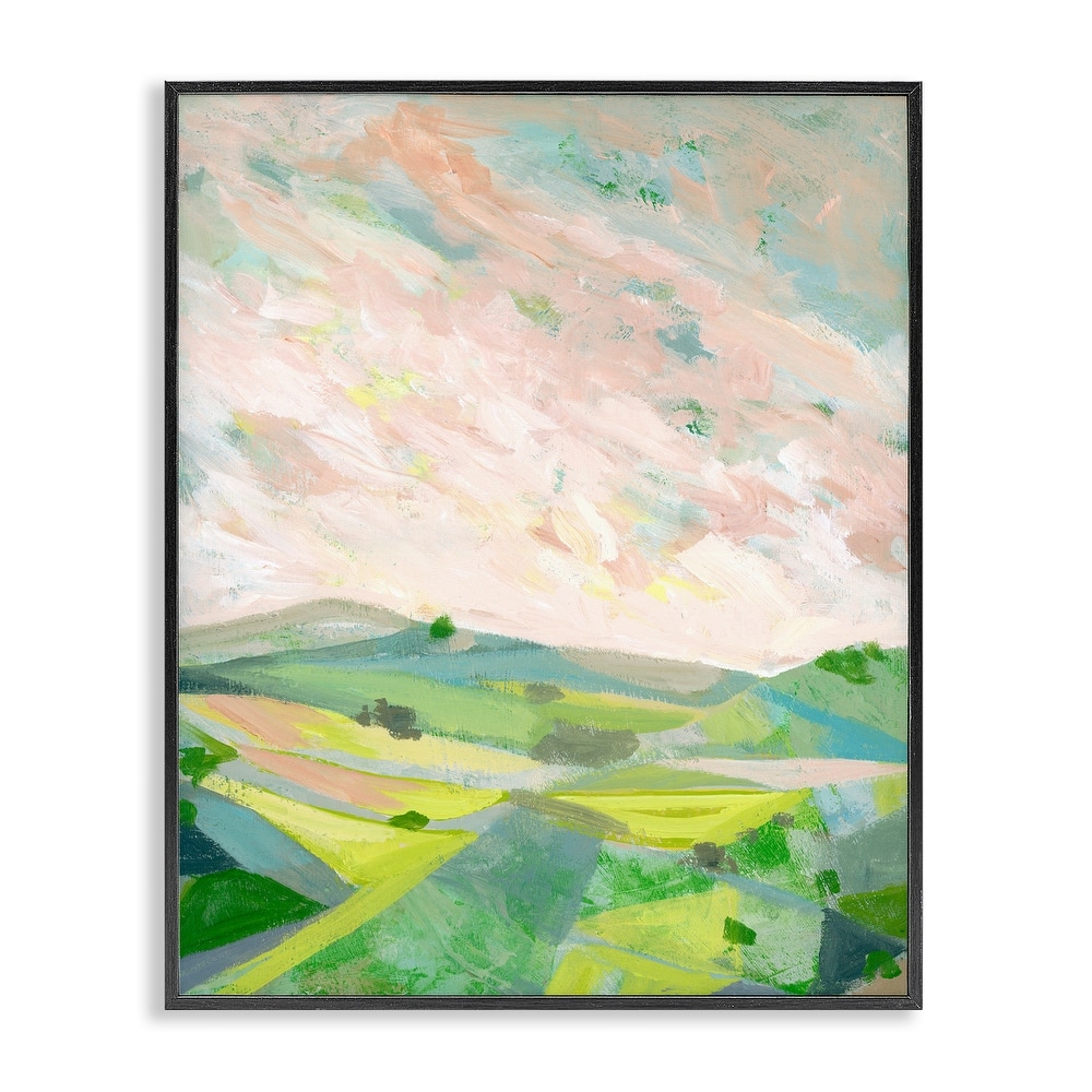 Stupell Vibrant Green Hills Landscape Framed Giclee Art Design By Ashley Davis