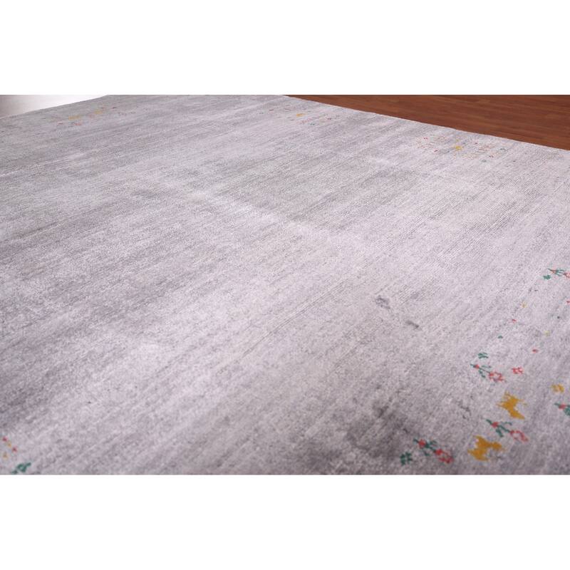 Tribal Gabbeh Indian Square Area Rug Silk Carpet - 7'9" X 8'2"