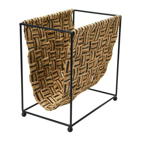 Woven Jute and Metal Magazine Holder
