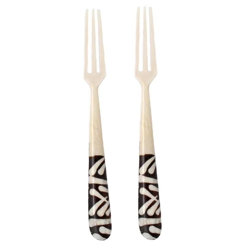 Hand-carved Long Batik Appetizer & Bar Utensils, Set of 2 - ForkSet