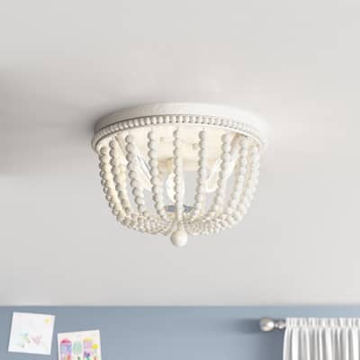Fidenza 3-light Boho Beaded Flush Mount Ceiling Light Farmhouse Coastal Dome Lighting - 12 inches