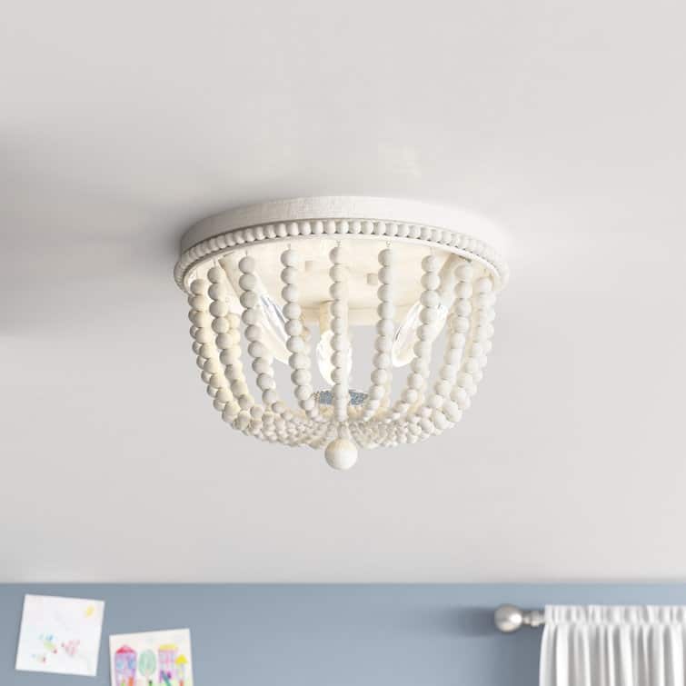 Fidenza 3-light Boho Beaded Flush Mount Ceiling Light Farmhouse Coastal Dome Lighting - 12 inches