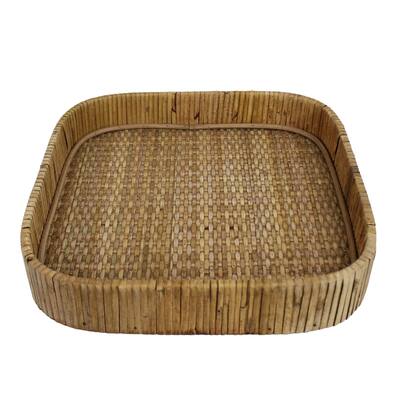 braided bamboo square tray