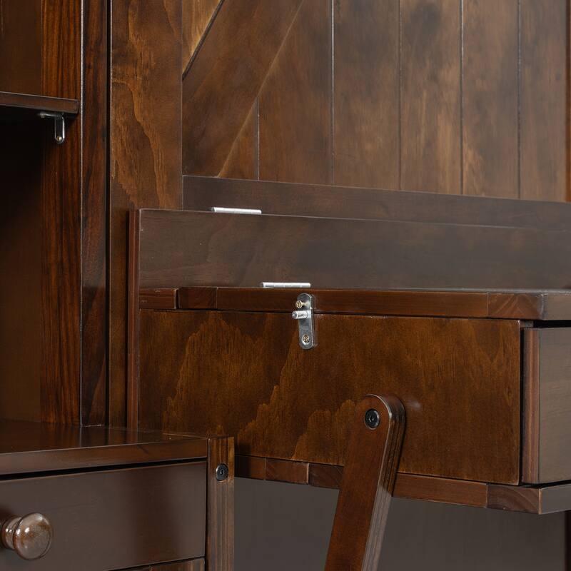 Queen Murphy Bed with Desk & Storage, Space-Saving Wall Bed with Cabinets