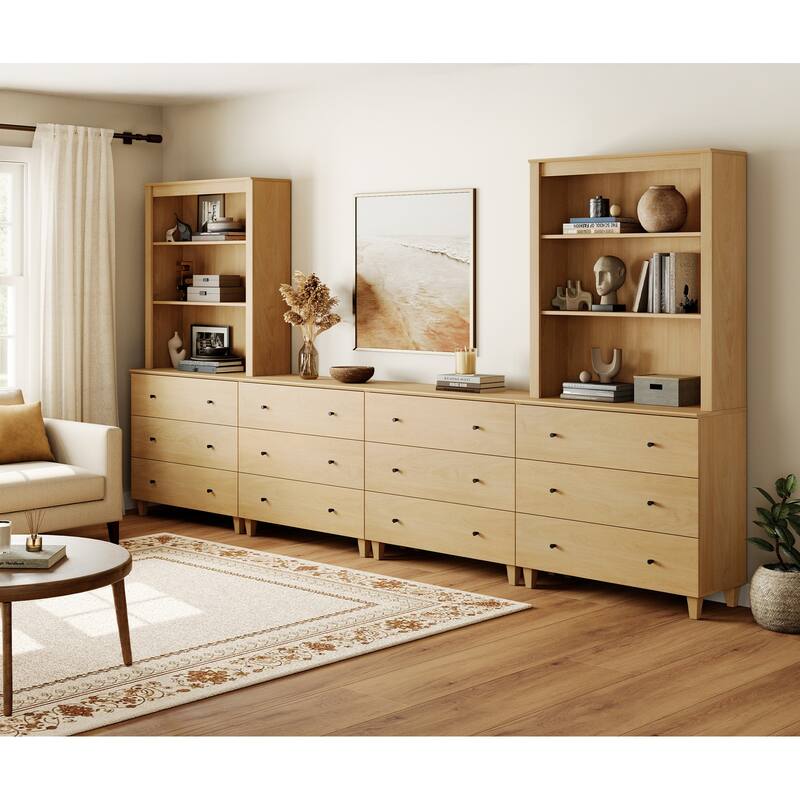 WAMPAT Modern Entertainment Center with Bookshelves for 75" TVs