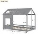 preview thumbnail 36 of 34, Whimsical Twin House Bed with Roof and Window - Sturdy Pine Wood Frame