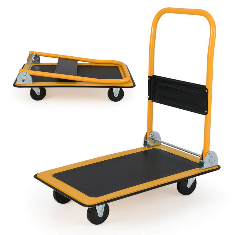 Costway 330lbs Platform Cart Dolly Foldable Moving Warehouse Push Hand - See Details - Black
