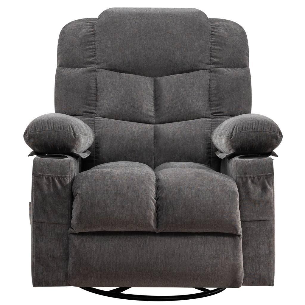 Oversized Massage Swivel Recliner Chair with Lumbar Heating