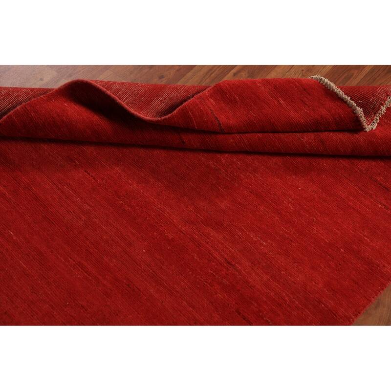 Red Gabbeh Rug Hand-Knotted Oriental Wool Carpet - 3'9" x 5'8"
