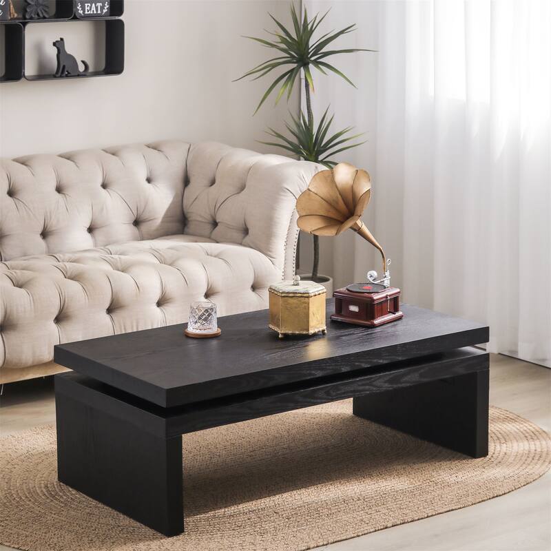 Modern Black Wooden Coffee Table - Antique Black
