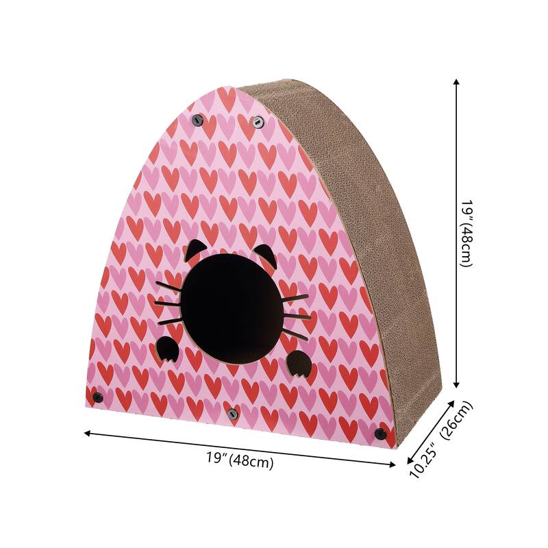 Koko 19" Cardboard Triangle Cat Cave Scratcher with Catnip