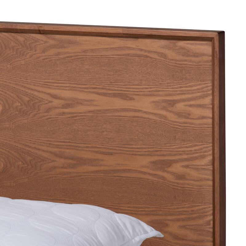 King Size Platform Bed Wood Frame - Mid Century Modern Design, Sturdy Headboard & Slats Included