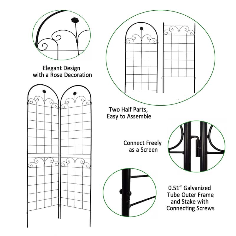 4 Pack Metal Garden Trellis for Outdoor