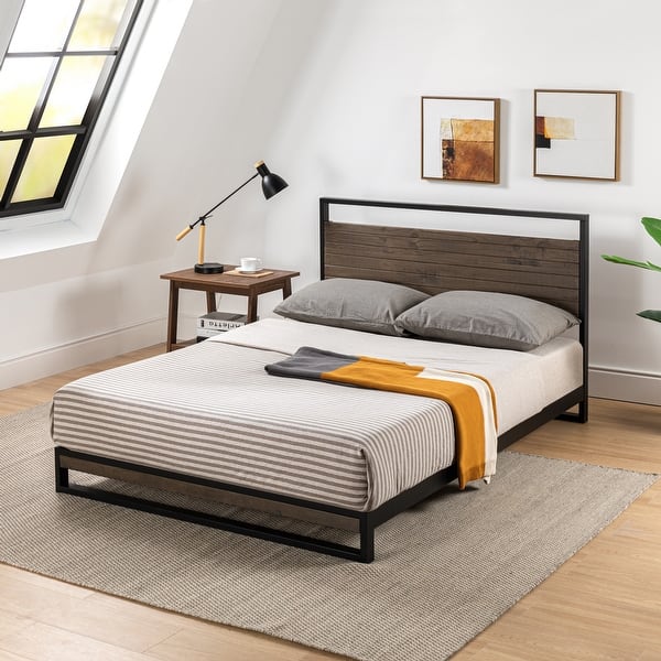 Shop Priage By Zinus Metal And Wood Platform Bed Frame Overstock 29859897