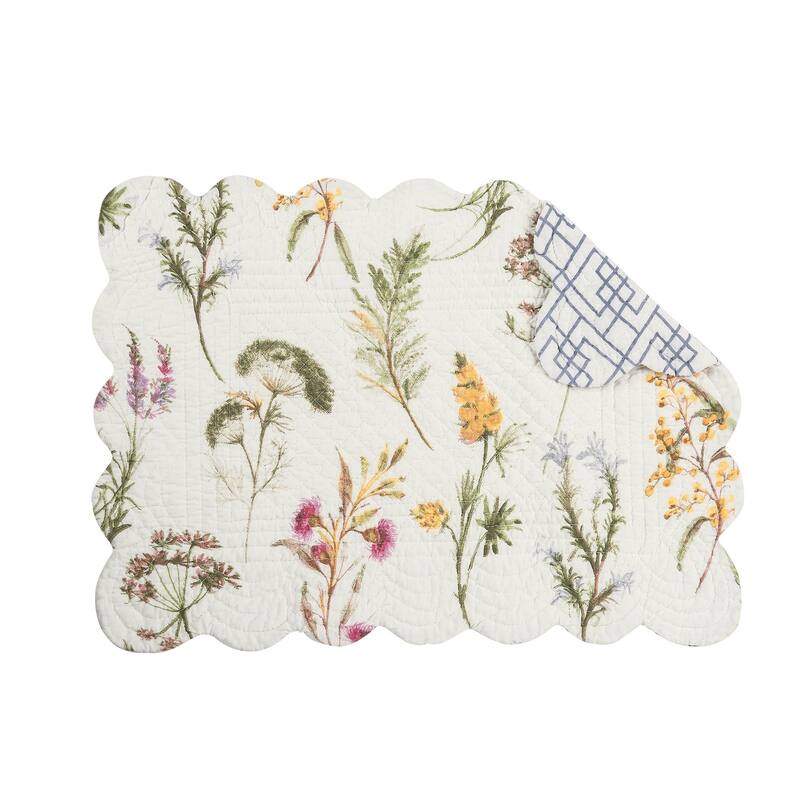 Genevieve Cotton Quilted Rectangular Reversible Placemat Set of 6