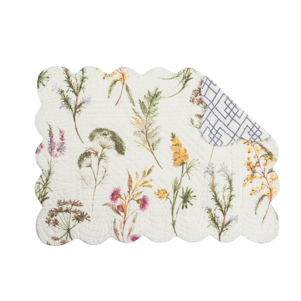 Genevieve Cotton Quilted Rectangular Reversible Placemat Set of 6