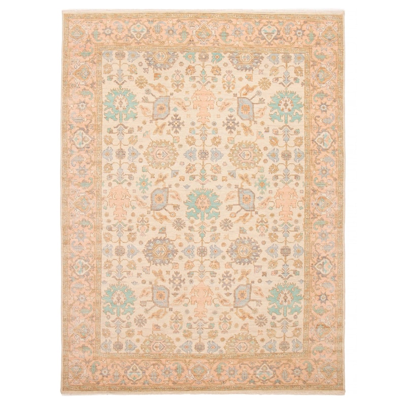 ECARPETGALLERY Hand-knotted Modern Oushak Ivory Wool Rug - 9' 2" x 12' 5" - Ivory - 9' 2" x 12' 5" - Rectangle