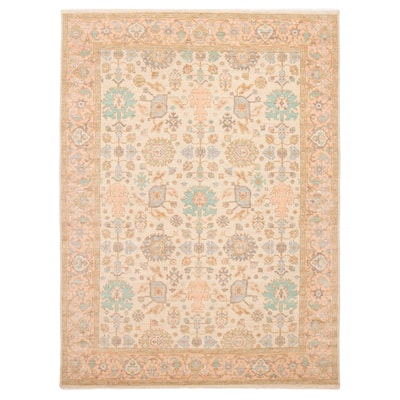 ECARPETGALLERY Hand-knotted Modern Oushak Ivory Wool Rug - 9' 2" x 12' 5"