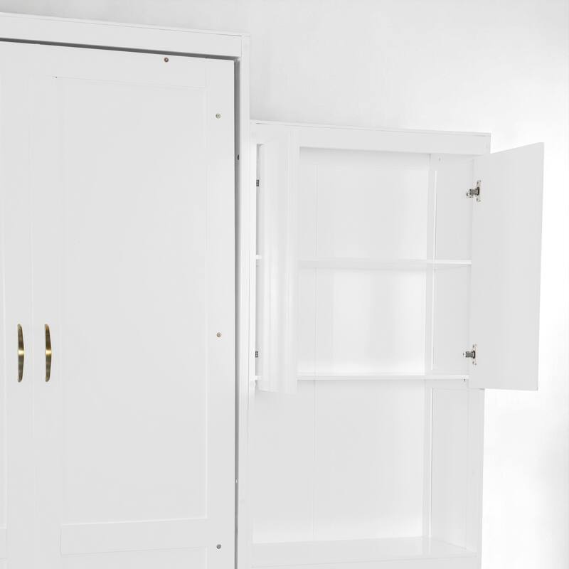 Multi-Functional Queen Murphy Bed with Desk, Vanity, and Cabinets for Space-Saving