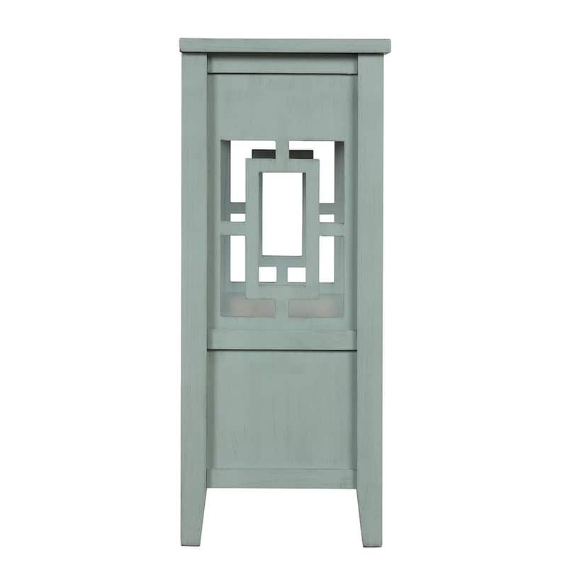 36" Pine Wood Console Table with Drawers and Shelves