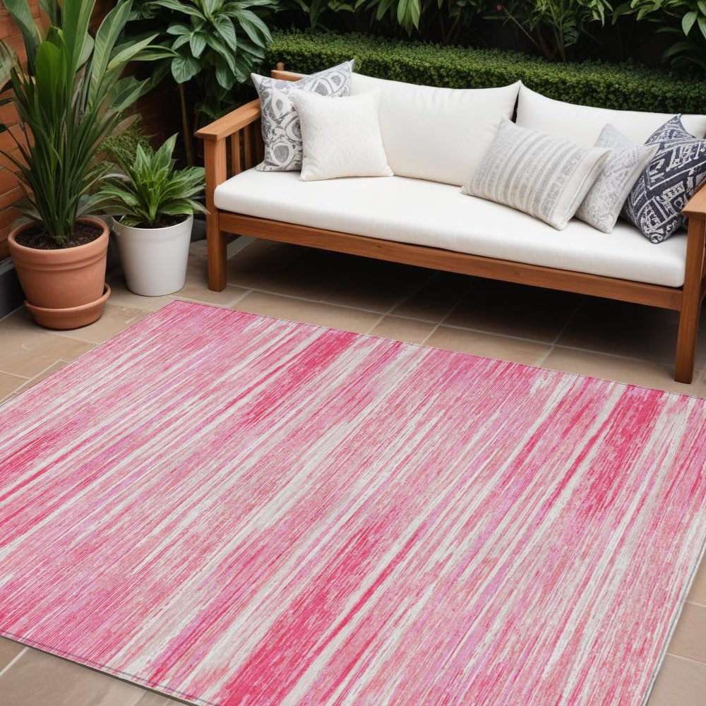 HomeRoots Striped Transitional Rectangle Outdoor Rug