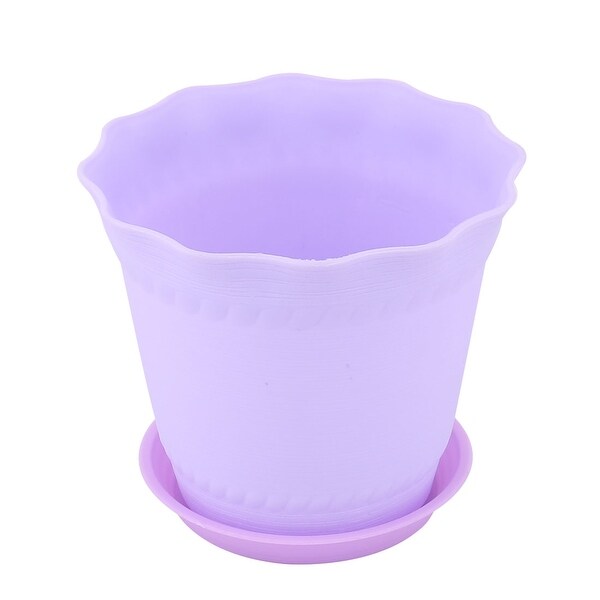 Garden Plastic Table Ornament Plant Container Flower Pot Tray Light Purple