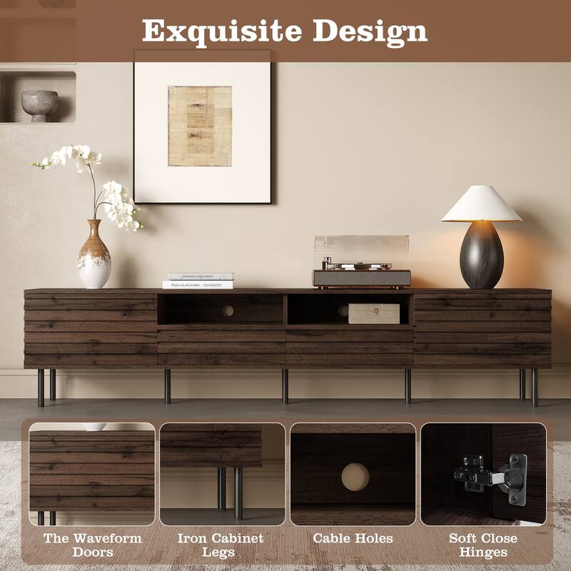 78 inch Modern TV Stand for TVs up to 85", Entertainment Center with Closed Storage & Cable Management