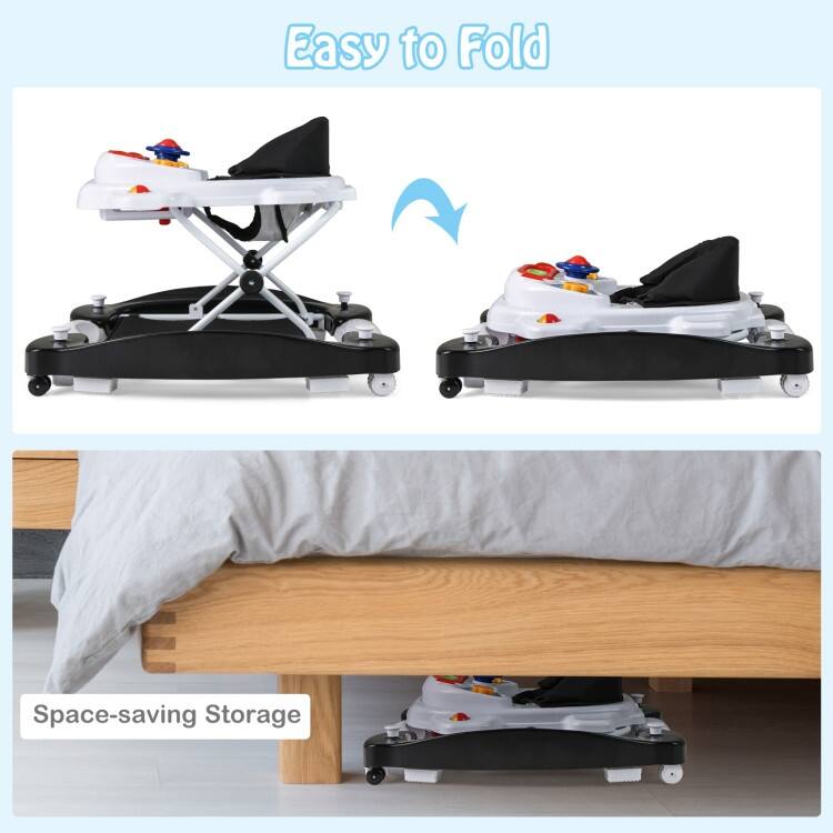 6 in 1 Foldable Baby Walker with Adjustable Height - 28" L x 24" W x 19.5" H