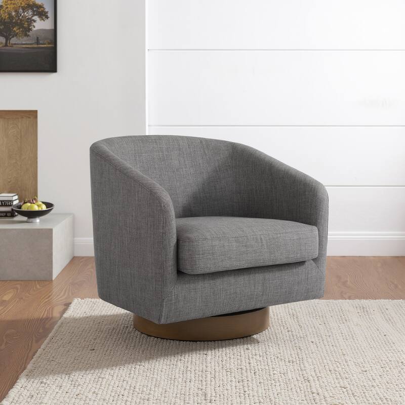 Modern 360°Swivel Barrel Chair - Gray/Linen