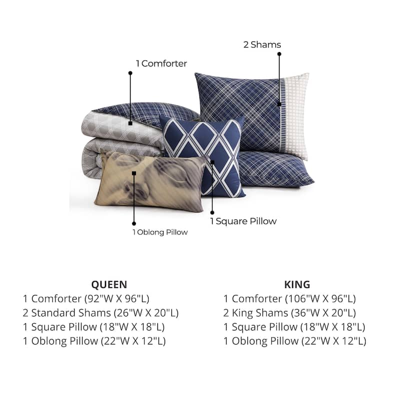 Bebejan Vertigeo 100% Cotton Sateen 5 Piece Reversible Comforter Set