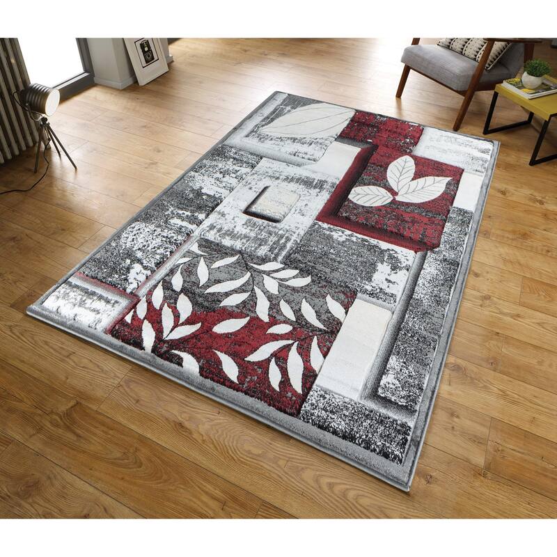 Glamour Collection Area Rug - 9'6'' X 13'10'' - Grey/Red