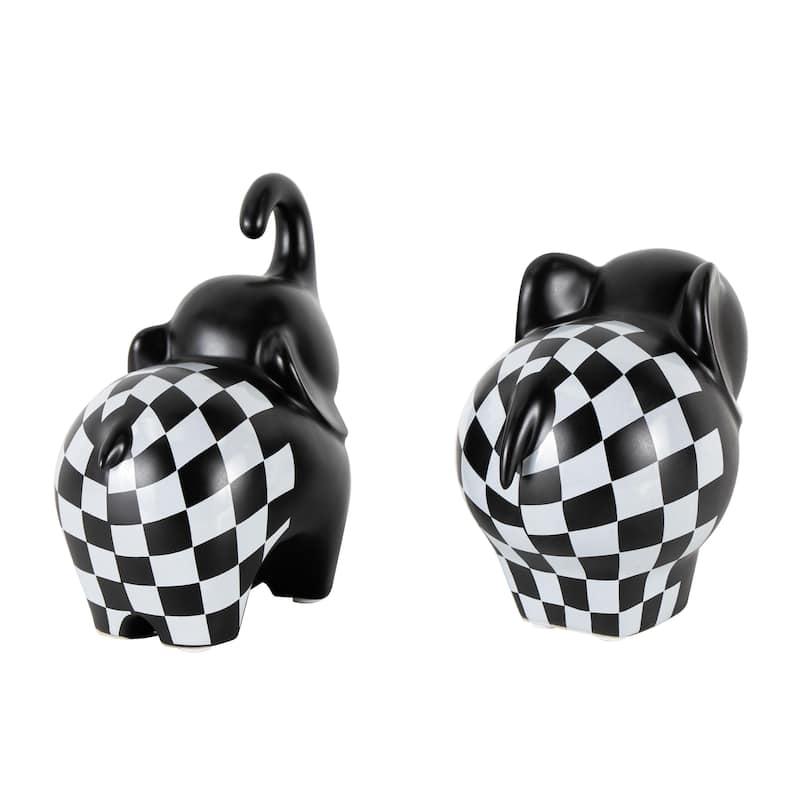 The Novogratz Gold, Silver, Black, White or Multi Colored Porcelain Ceramic Elephant Decorative Sculpture (Set of 2)