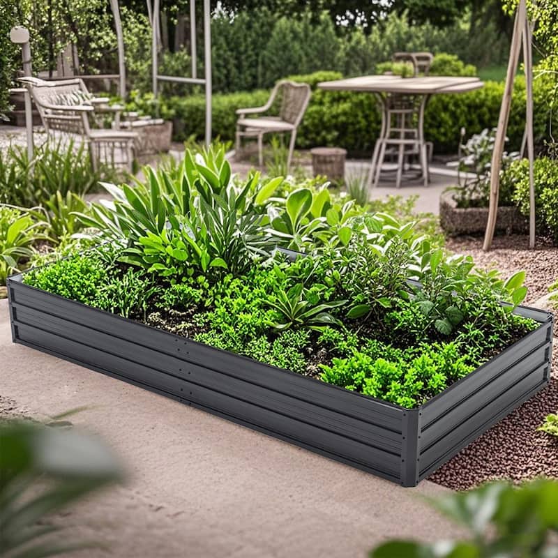 13.40"H Metal Raised Outdoor Galvanized Planter Box - 8×4×1ft