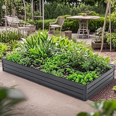 Galvanized Raised Garden Beds Outdoor // 8×4×1 ft Planter Raised Beds for Gardening, Vegetables, Flowers