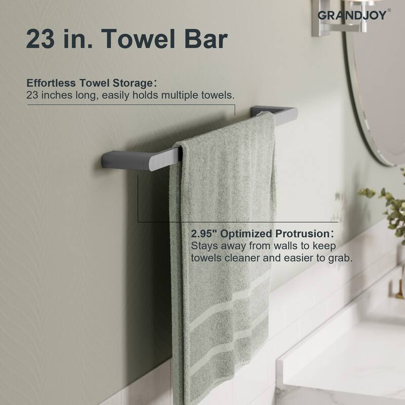 GRANDJOY 4-Piece Towel Rack for Bathroom Towel Bars Hardware Set in Stainless Steel