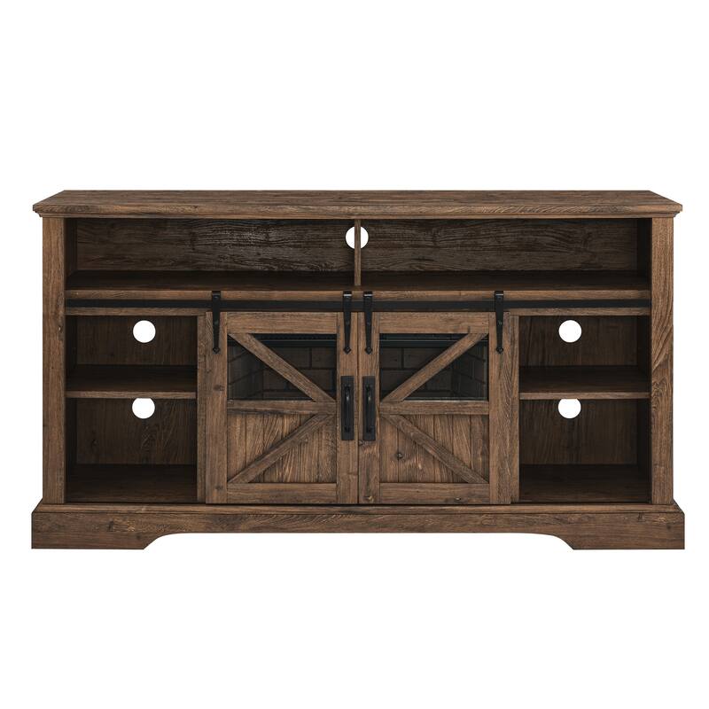 60" Electric Fireplace Entertainment Center with Door Sensor