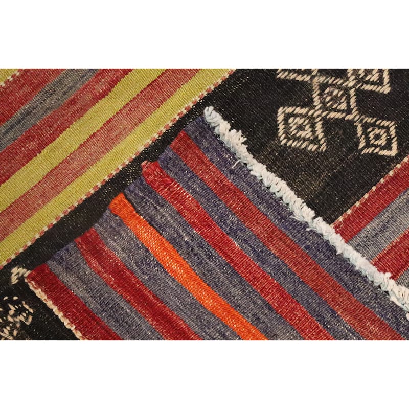 Hand Woven Oriental 100% Wool Carpet Southwestern Tribal Oranges & Rust Kilim Area Rug - 6' 9'' X 5' 10''
