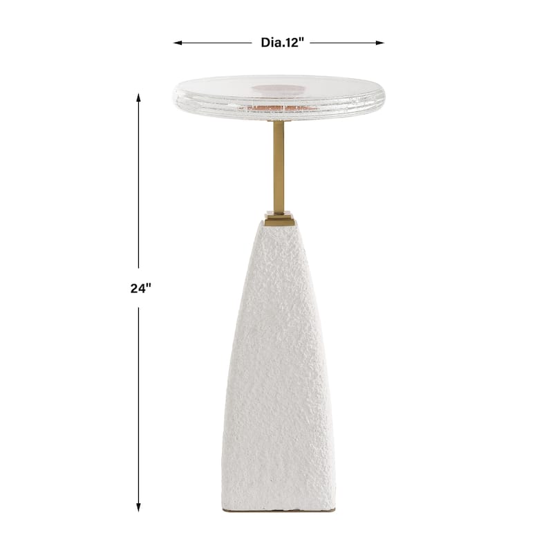Sandstone Drink Table with Glass Top - 24"