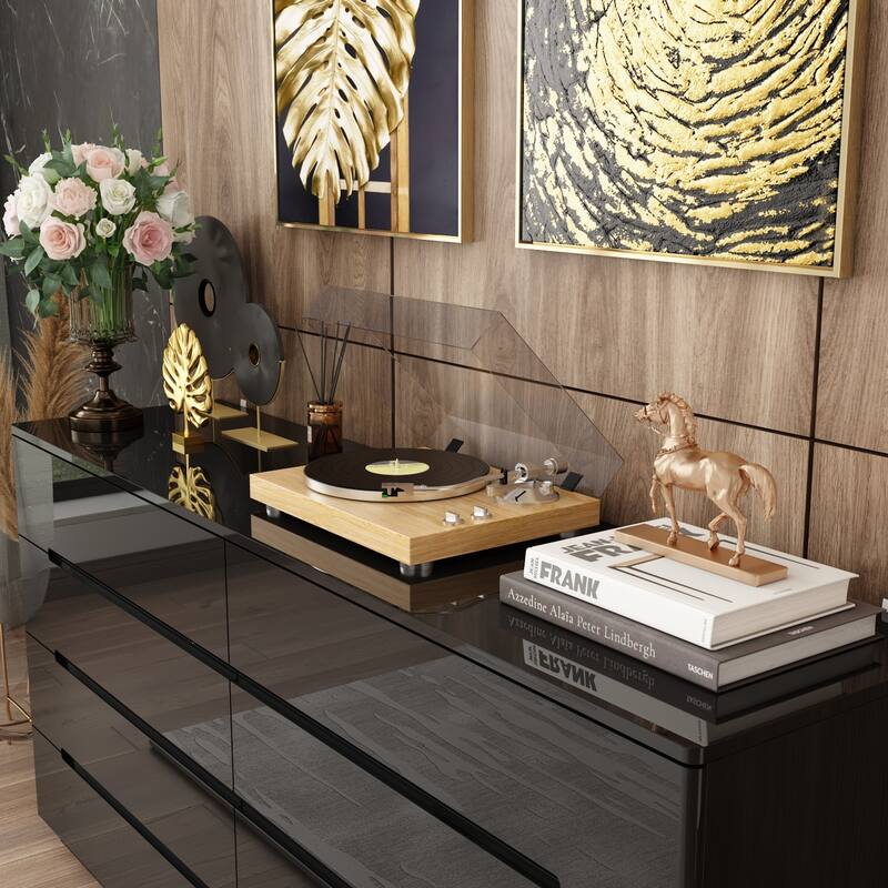 8 Drawer Double Dresser Dressers with High Gloss Drawers With Light