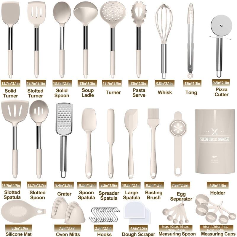 Silicone Kitchen Cooking Utensils Set-Umite Chef 43 pcs Heat Resistant Kitchen Utensils