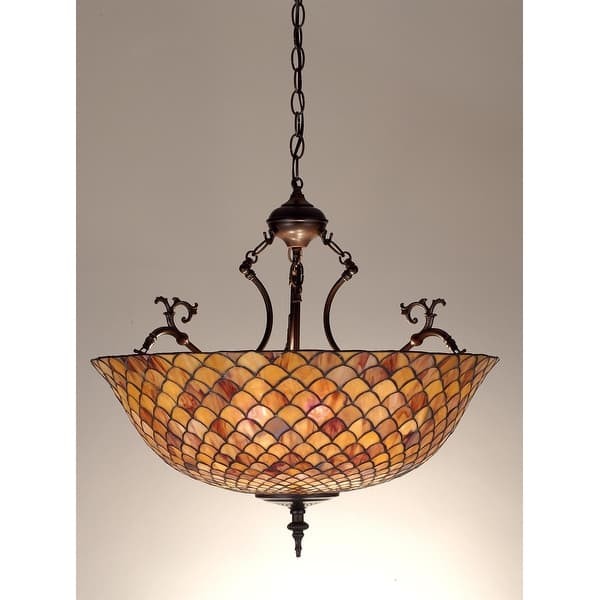 slide 1 of 1, Meyda Tiffany 3 Light 24" Wide Pendant with Handmade Shade Mahogany Bronze
