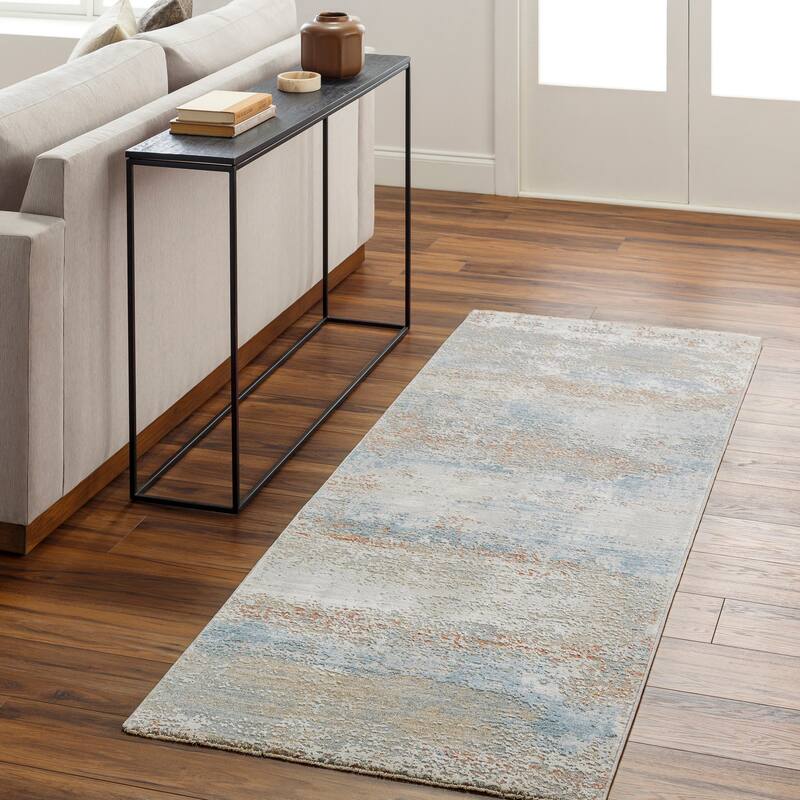 Kianna Modern & Contemporary Area Rug - 2' 7" x 10' - Rust/Blue
