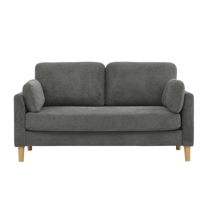 2-Seater Gray Polyester Sofa