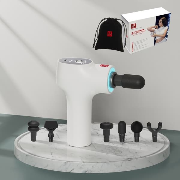 FlatHead Portable Vibration Massage Gun with 6 Levels Speeds equipped Smart  Light System with Velvet Bag and 6 Head Attachments - Bed Bath & Beyond