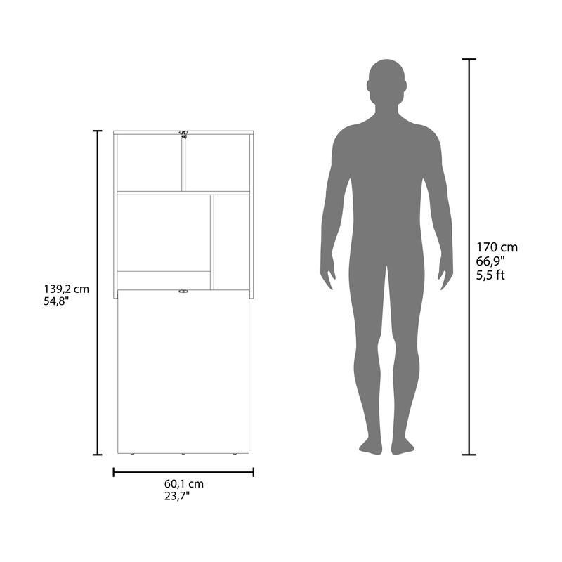 White Folding Table with 4 Shelves