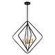 preview thumbnail 8 of 13, Brady 4 Light Black and Satin Brass Contemporary Geometric Cage Pendant Light - 22-in W x 24.25-in H x 22-in D