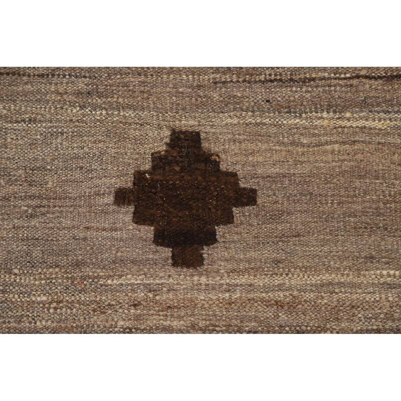 Geometric Kilim Modern Area Rug Hand-woven Wool Carpet - 5'1"x 6'6"