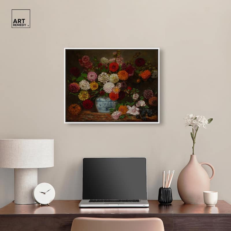 Still Life with Dahlias Canvas by Art Remedy