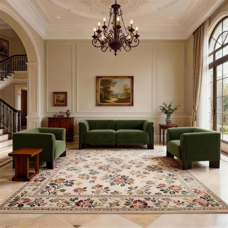 3-Piece Modern Loveseat Sofa Set with Armchair for Living Room