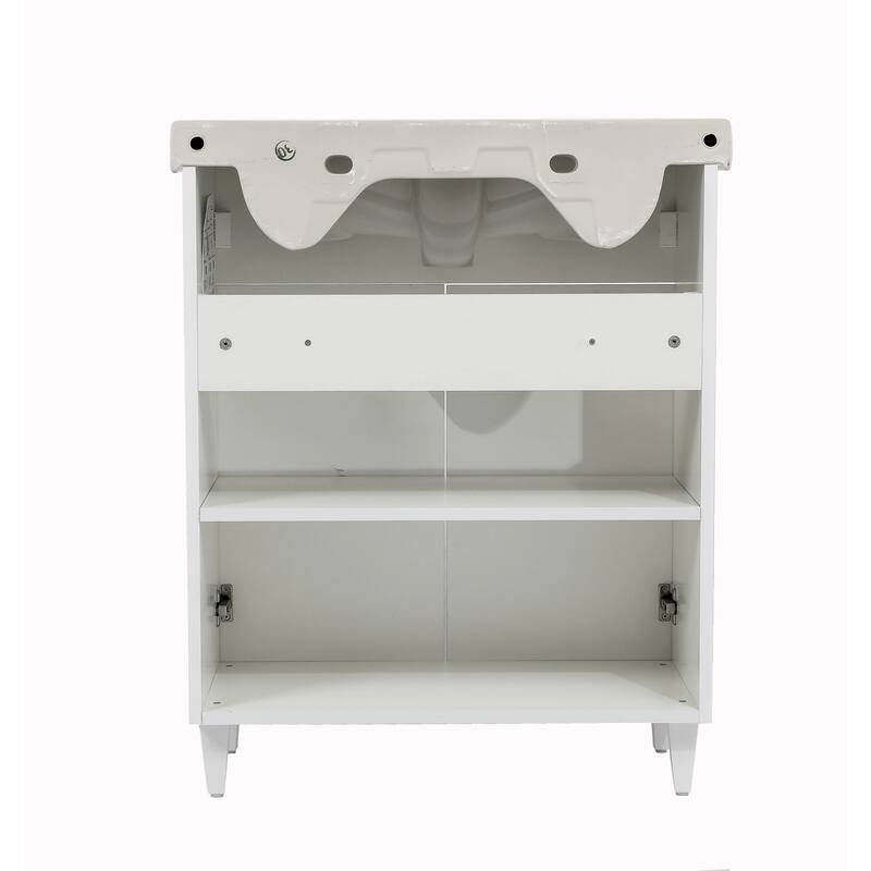 Modern Free standing Bathroom Vanity with Washbasin Woodmix White Matte Non-Toxic MDF-26"-No Mirror